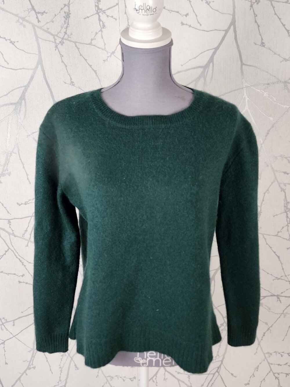 C by Bloomingdales Forest Green 100% Cashmere Knit Zipper Back Sweater